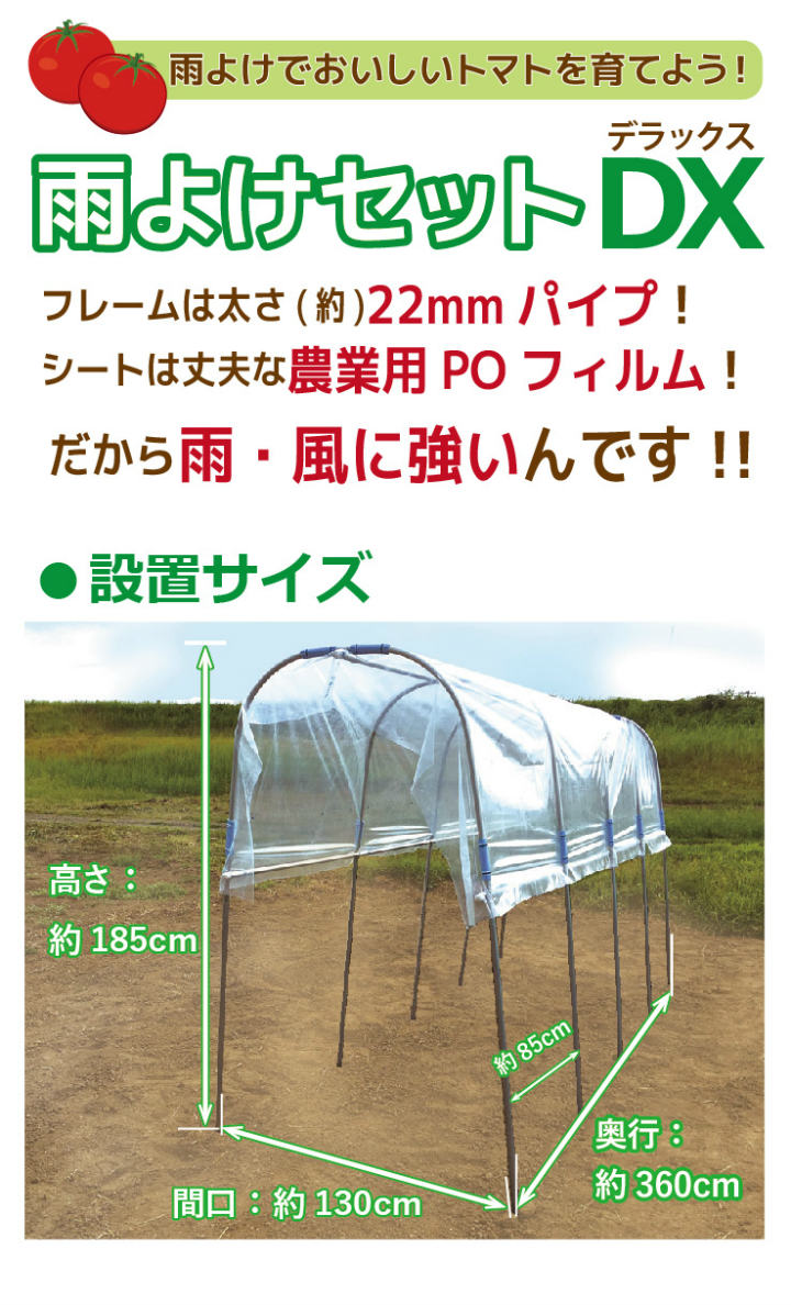 daim 家庭菜園用 雨よけセット トマト 雨よけ トマトの雨よけ セット 雨除け 雨除けセット 雨よけハウス 第一ビニール 園芸 支柱 パイプ DAIM トマト 雨よけ ハウス 家庭菜園 セット 奥行3 6m 間口130cm パイプ 支柱 雨除け 家庭菜園用 雨よけセットDX daim 第一ビニール