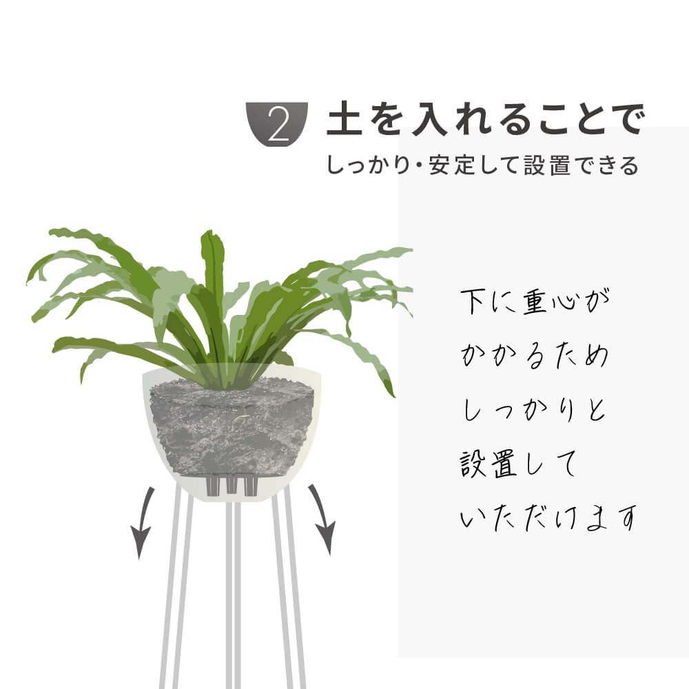 土を入れることでしっかり安定して設置できる