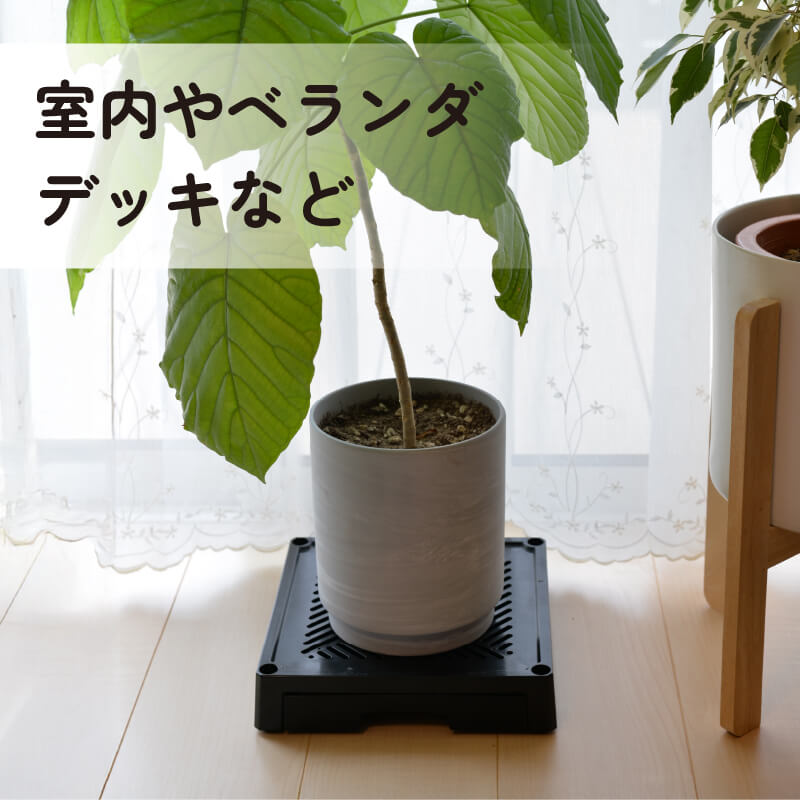 DAIM どこでもブラックベース 24cm 排水トレイ付き 水受け付き 鉢