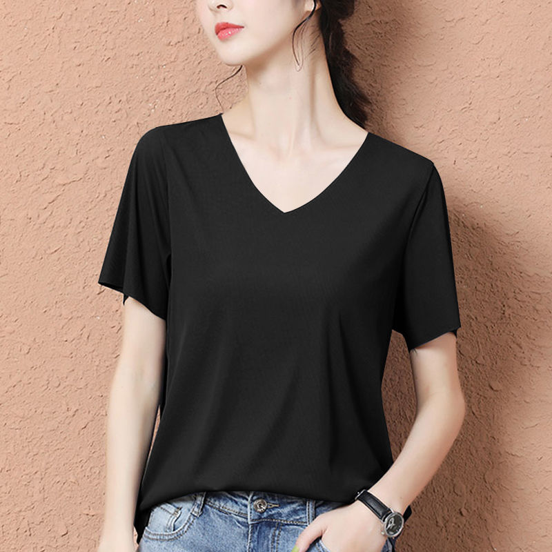 送料無料 Tシャツ 半袖 接触冷感 レディース tシャツ カットソー Vネック イレギュラー ストレッチ トップス 半袖 大きサイズ おしゃれ 可愛い |  | 03