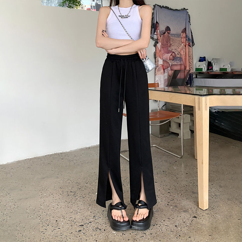 スウェットパンツ スリット ソフトワイドパンツ フロントスリットパンツ レディース ウエストゴム リラックスパンツ スエット ロング丈 美脚 脚長 ボ |  | 02