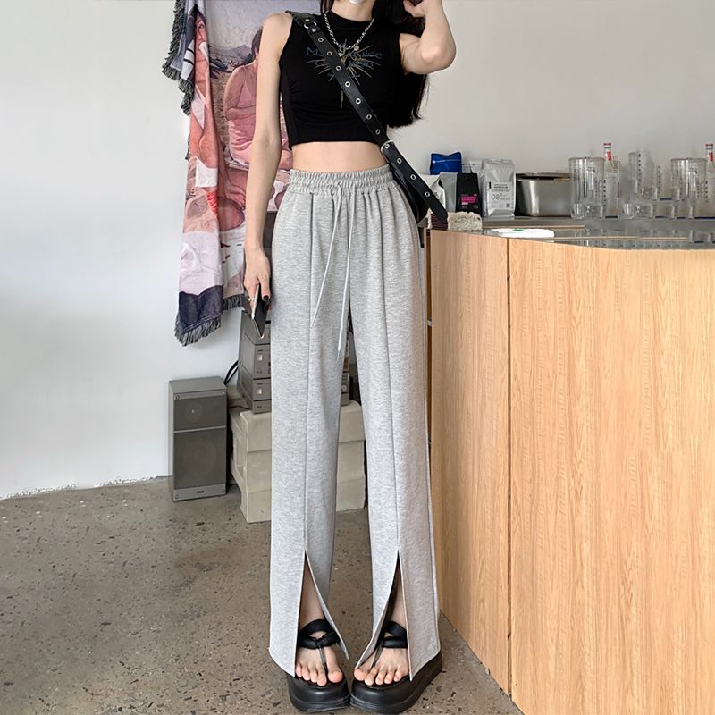 スウェットパンツ スリット ソフトワイドパンツ フロントスリットパンツ レディース ウエストゴム リラックスパンツ スエット ロング丈 美脚 脚長 ボ |  | 03