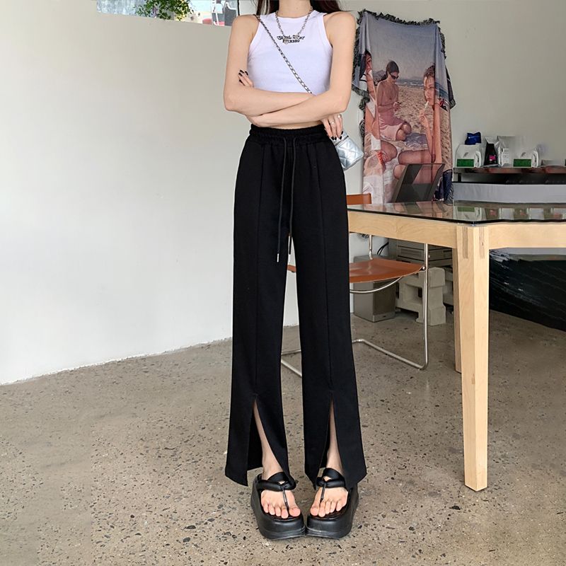スウェットパンツ スリット ソフトワイドパンツ フロントスリットパンツ レディース ウエストゴム リラックスパンツ スエット ロング丈 美脚 脚長 ボ |  | 04