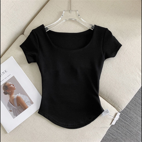 カップ付き 半袖 Tシャツ トップス レディース 大きいサイズ インナー 下着 ブラトップ 無地 速乾 ストレッチ 伸縮性 通気性 締め付けない |  | 02