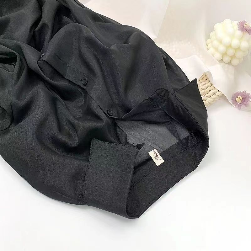 シアーシャツ シースルーシャツ レディース シャツ トップス シアー シースルー シフォン　ブラウス 長袖 透け感 透け きれいめ　大きいサイズ　ダー |  | 02