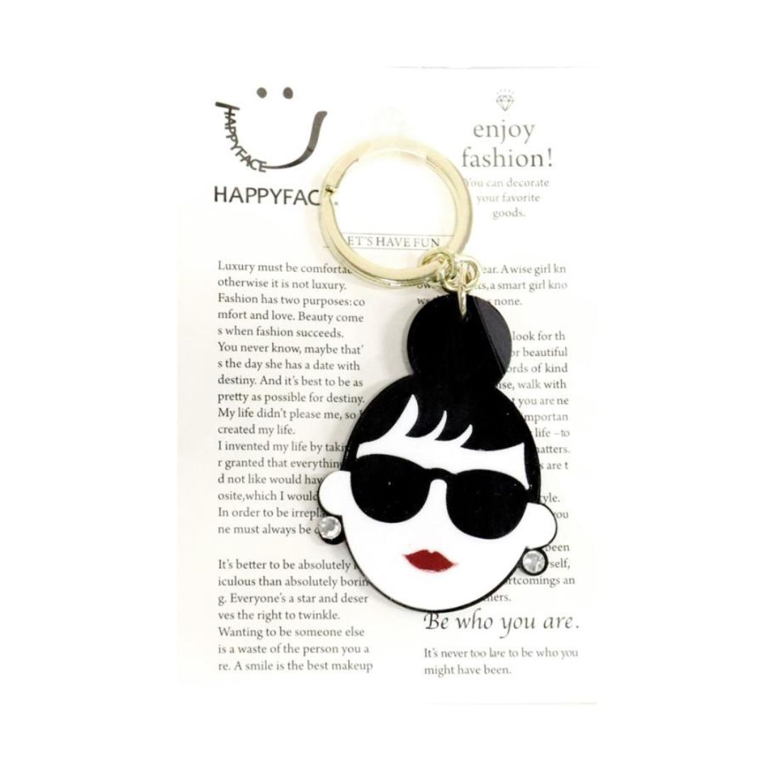HAPPY FACE EMMA キーホルダー CHARM サングラス LADY アクリル