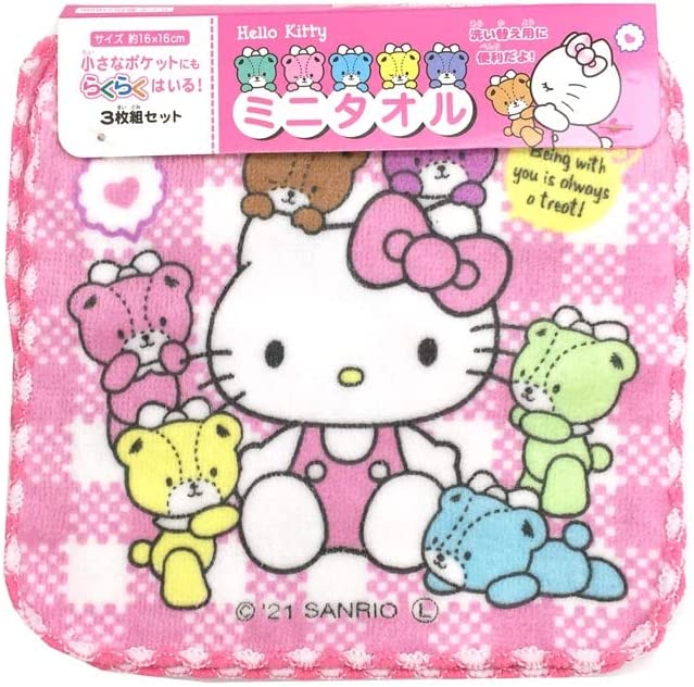 ♡キティ・プチタオル♡ 3 ハローキティ ミニタオル3枚セット キティちゃん タオルハンカチ