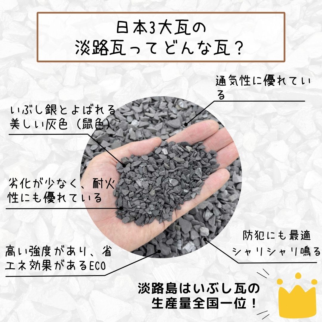 国産 日本三大瓦 淡路いぶし瓦 瓦チップ 5kg袋 小【約5-10mm】中【約10