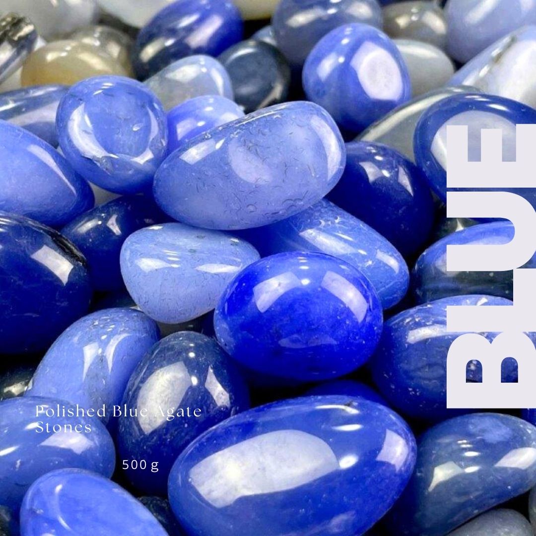 青瑪瑙（ブルーアゲート）磨き石｜サイズ別 500gパック 天然石