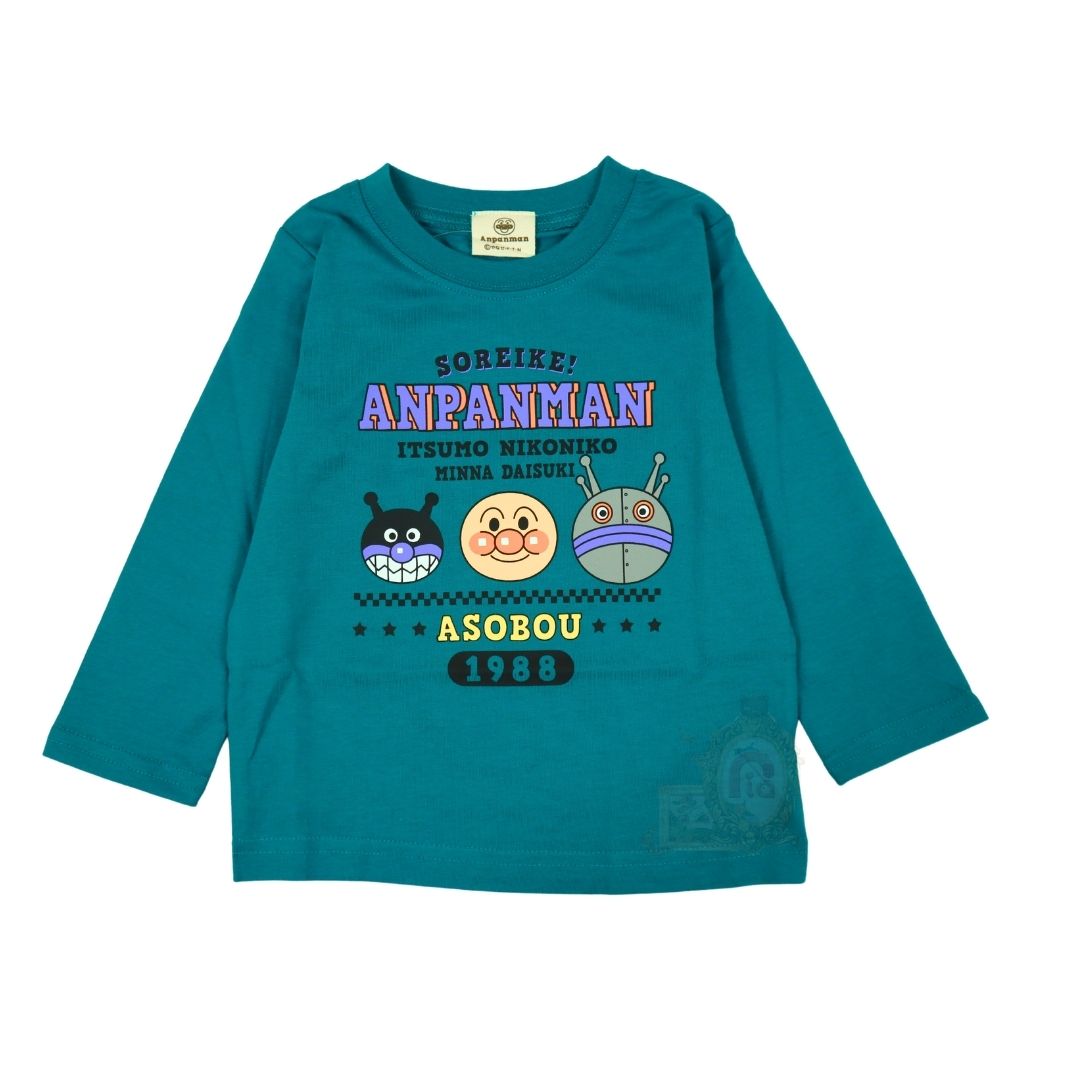 バイキンマン　アンパンマン　長袖Tシャツ　子ども服 　背中無地　#105 アンパンマンバイキンマンダダンダン長袖Tシャツ 子供服 幼児