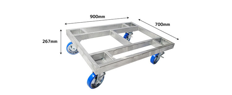 fine1200　溶融亜鉛メッキの角パイ台車　700ｘ900　耐荷重1,200kg