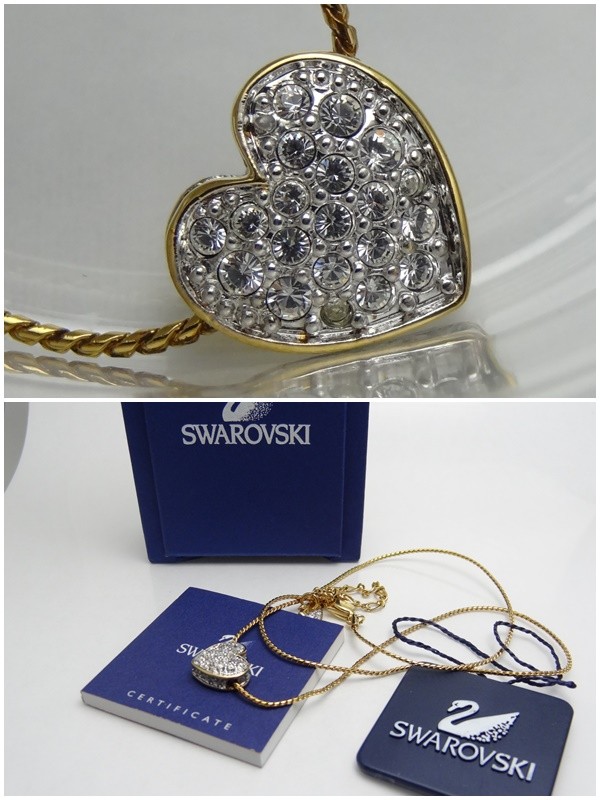 ［スワロフスキー］　ハートネックレス　中古美品　チェーン40cm     s SWAROVSKI スワロフスキー ハートペンダント ネックレス GP