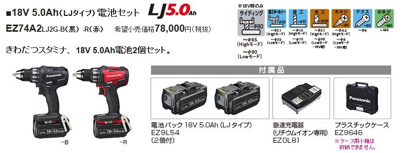 パナソニック デュアル 18V 充電ドリルドライバー セット 赤