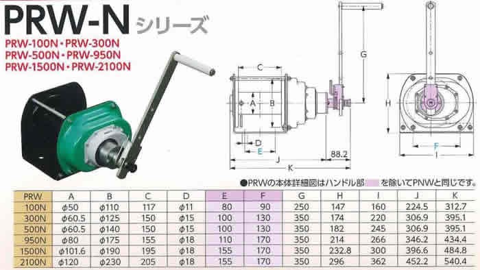 富士製作所 ポータブルウインチ 往復+回転 PRW-950N [A020105] : 80