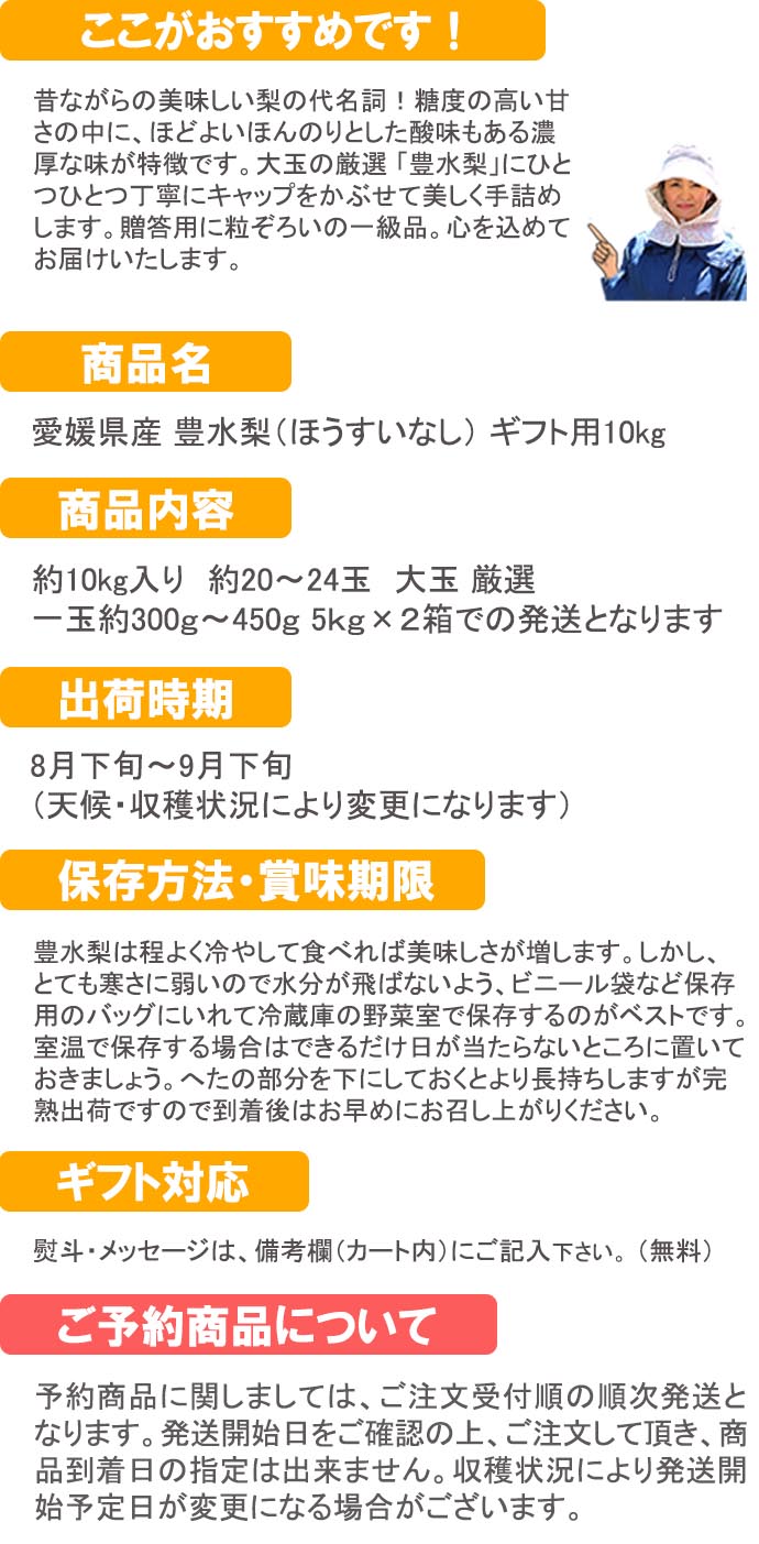 愛媛だいすけ果樹園 豊水梨（ほうすいなし） ギフト用10ｋｇ