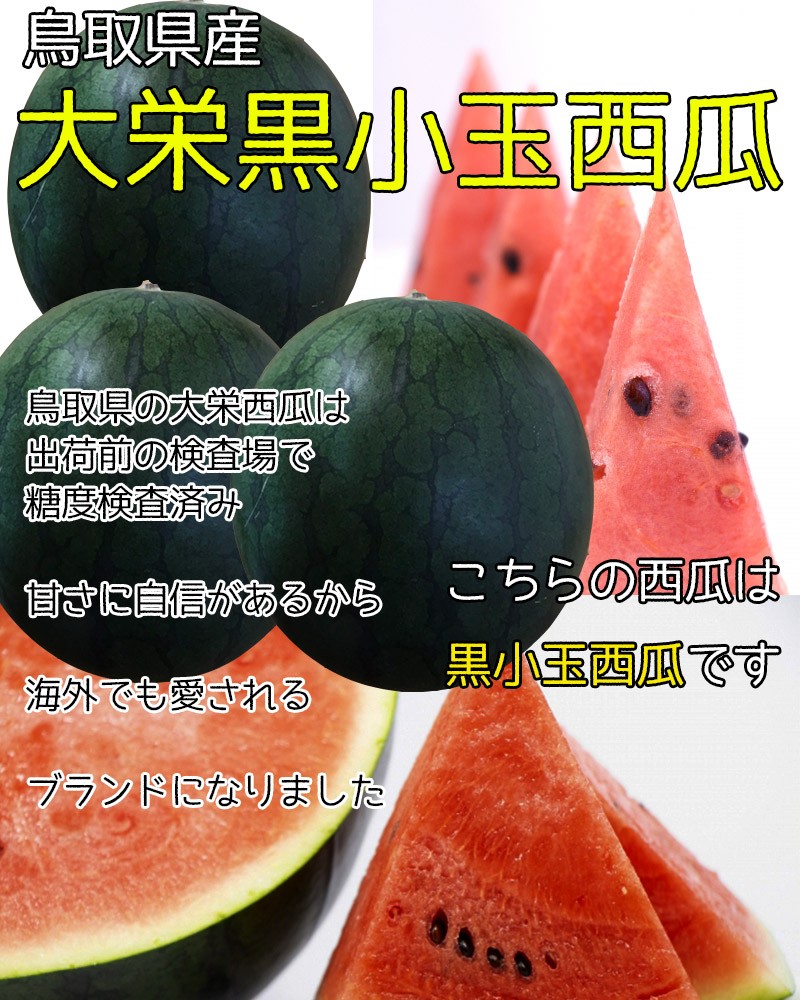 すいか スイカ 鳥取県産 大栄 黒小玉西瓜 Lサイズ 1玉入 2kg 送料無料 鳥取県 西瓜 大栄 すいか 小玉西瓜 ギフト スイカ 敬老の日 :  watmel010-31k001 : 大和屋 旬果庵 - 通販 - Yahoo!ショッピング