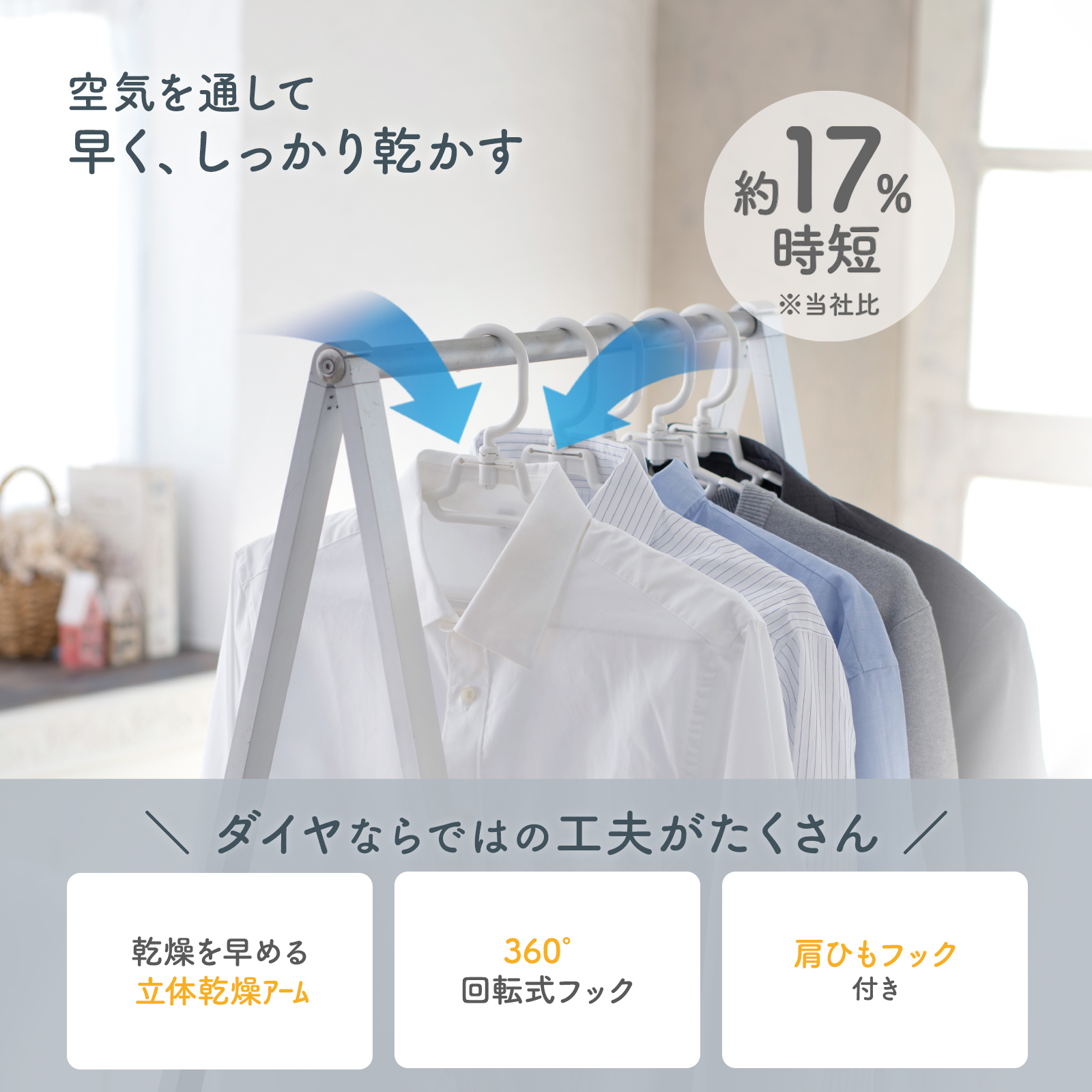 学研 らくらく軽量 ハンガー 5本セット DAIYA（ダイヤ） 5本セット ハンガー 送料無料 スリム収納 早く乾く