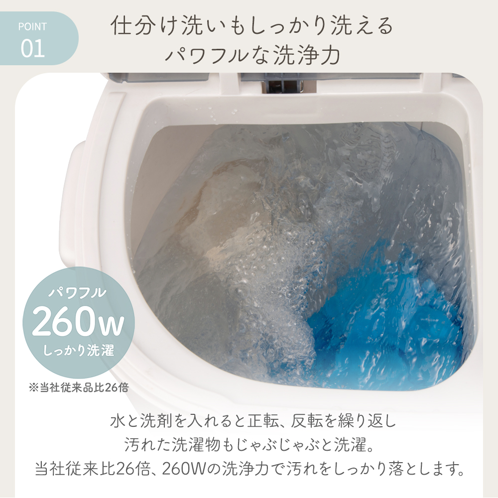 Flaundry（フランドリー） 小型洗濯機 タイマー脱水付き 二槽式 脱水