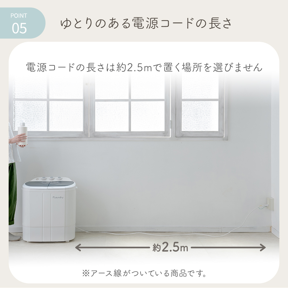 Flaundry（フランドリー） 小型洗濯機 タイマー脱水付き 二槽式 脱水