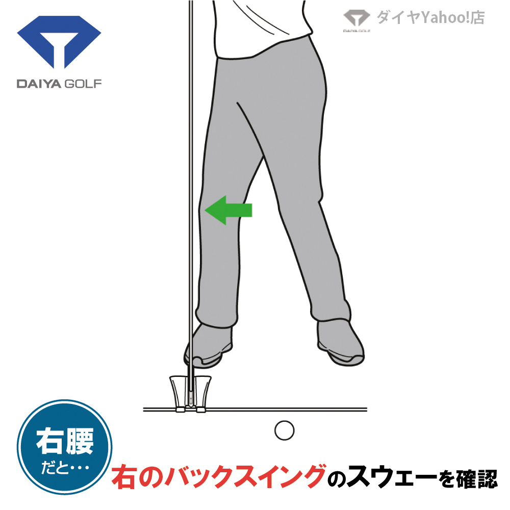 ゴルフ練習器具 スティックと組み合わせてライ角やスウェー防止をする