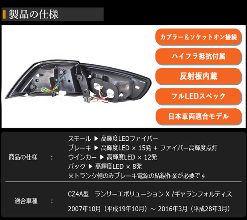ランサーエボリューションX LEDテール CZ4A ランエボ10 ギャラン