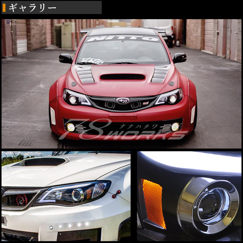 インプレッサ WRX STI ヘッドライト GVF GVB GRF GRB GH GE ハロゲン車用 ファイバーヘッドライトV2 ブラック  78WORKS (J212BK