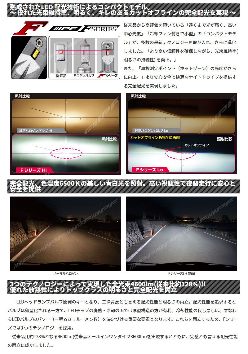 IPF LEDバルブ ヘッドライト HB3 HB4 コンパクト 車検対応 LEDヘッド