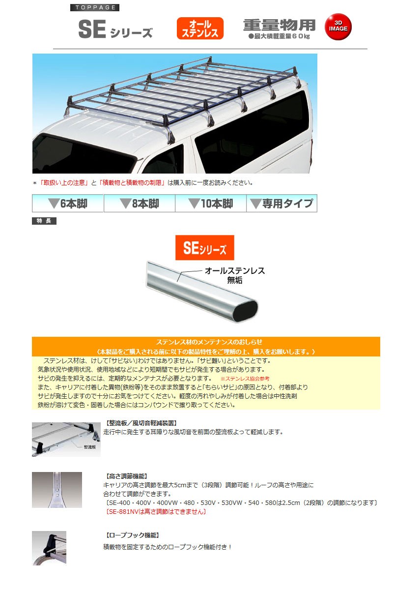 タウンボックス ルーフキャリア DS64W 標準ルーフ SEシリーズ ROCKY