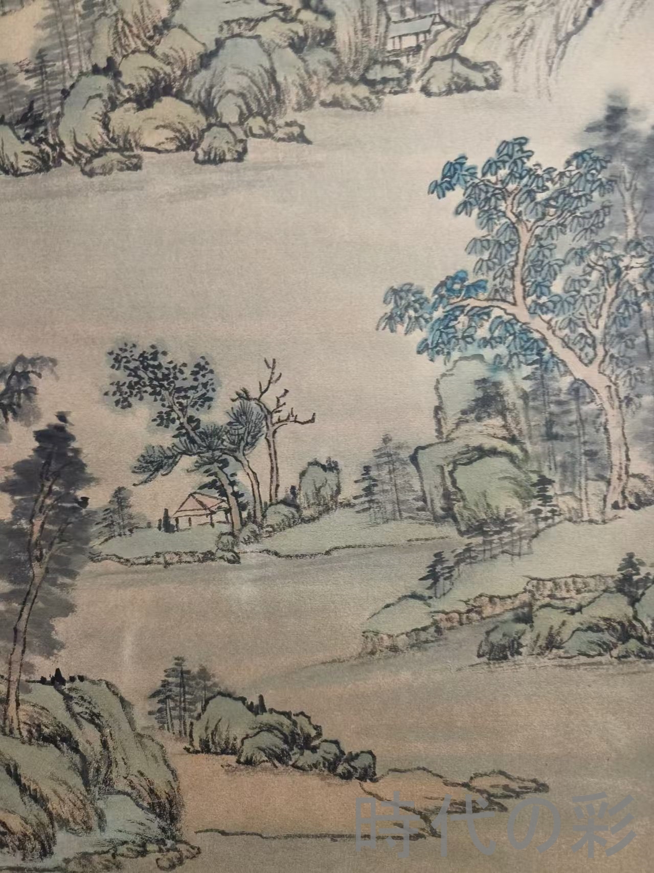 時代の彩】中国古美術.清時代.王時敏款.山水図.宣紙画.三尺手描き.肉筆