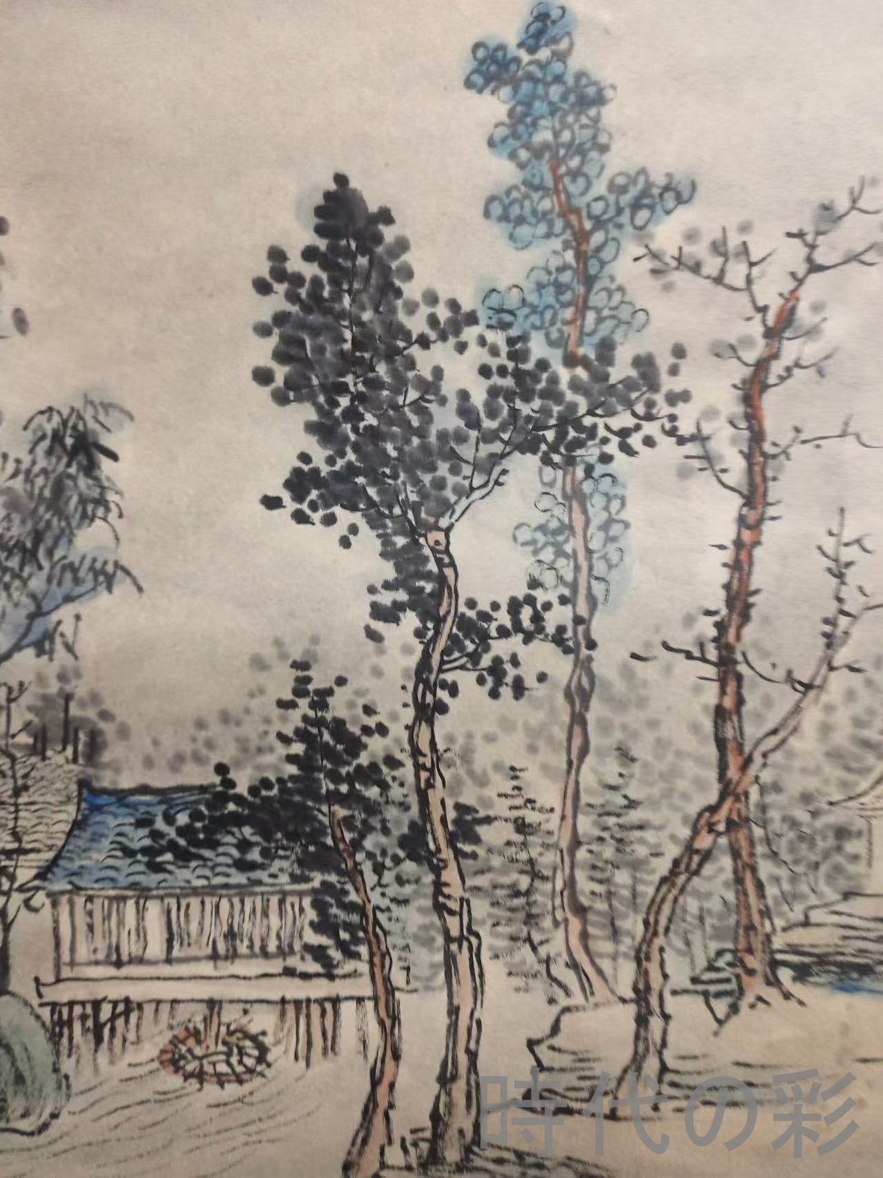 中国古美術.王原祁款.山水図.宣紙画.三尺手描き.肉筆.掛け軸.水墨画.文房置物 時代の彩】中国古美術.清時代.王原祁款.山水図.宣紙画.三尺手描き.肉筆
