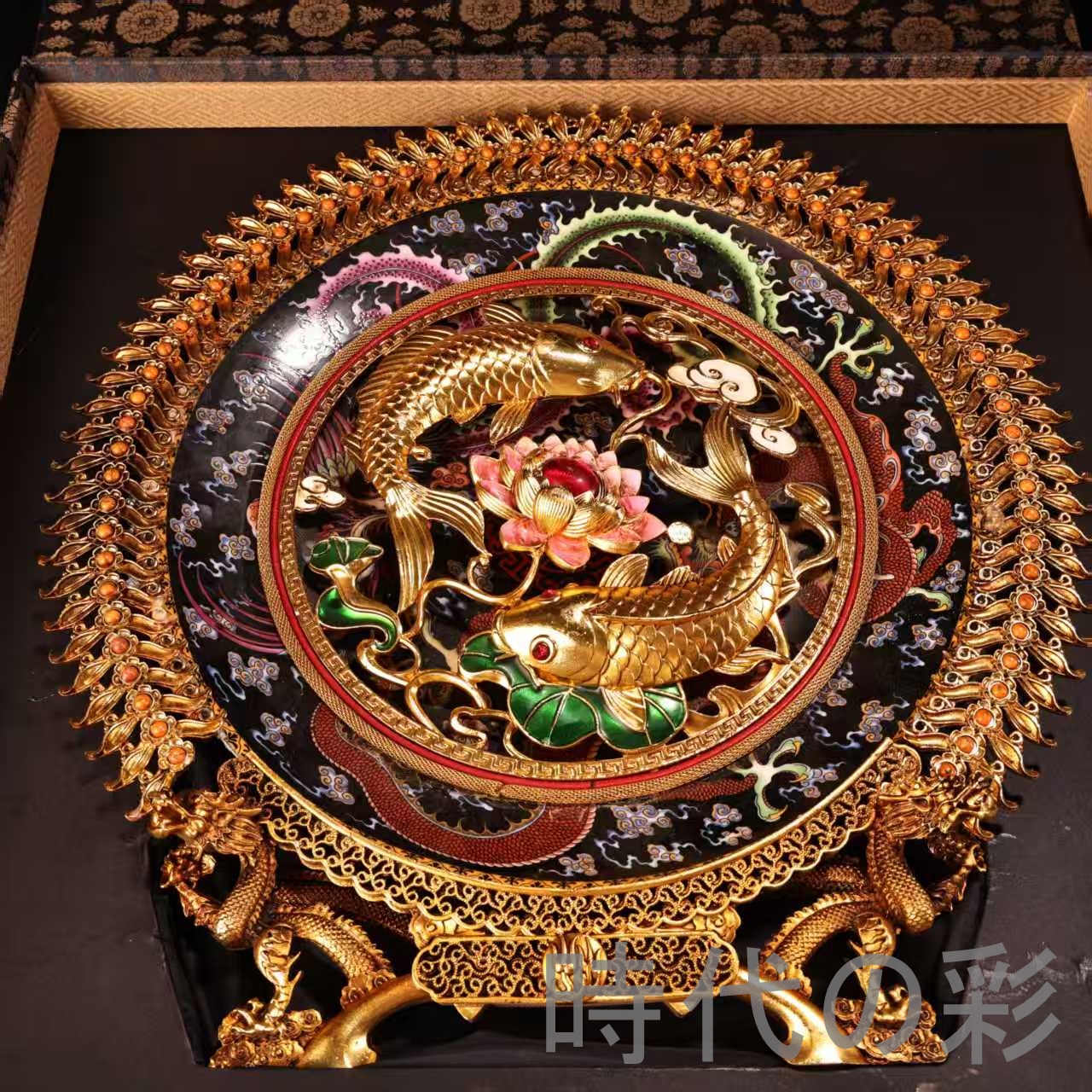 最終値下げ 中国骨董 旧蔵唐物陶磁器赤絵細工龍雲紋八角型二段重箱在銘