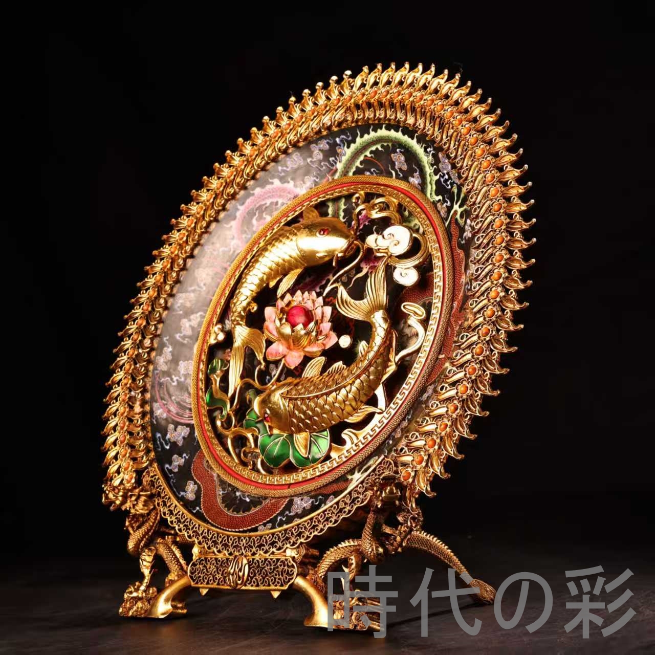 時代の彩】中国古美術 旧蔵 瓷器 描金双鶴盤 高浮彫 清代 陶磁器 時代の彩】中国古美術 旧蔵 瓷器 描金双鶴盤 高浮彫 清代 陶磁器
