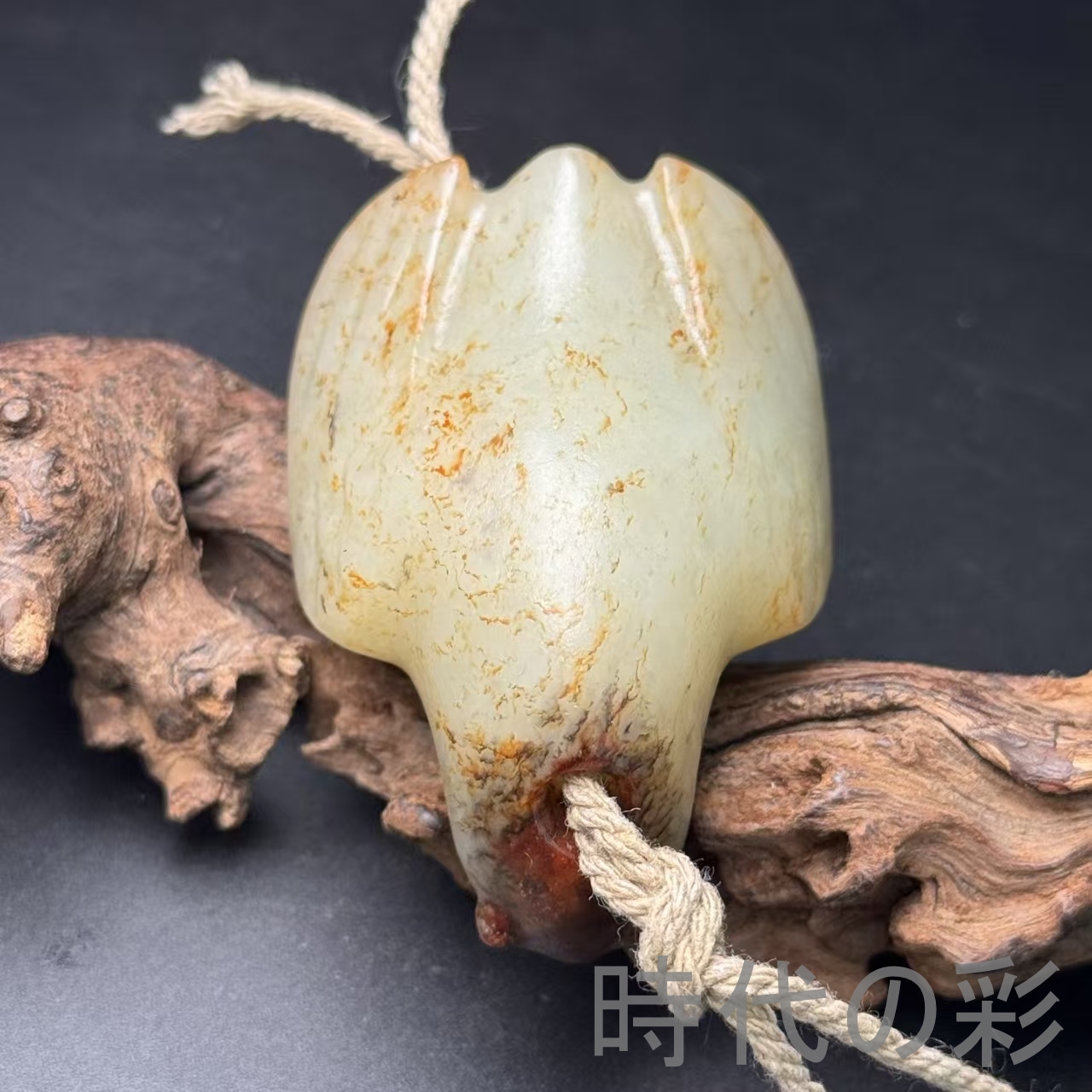 時代の彩】中国古美術 和田古玉 高古玉手把件 報喜鳥 吉祥平和 時代物 