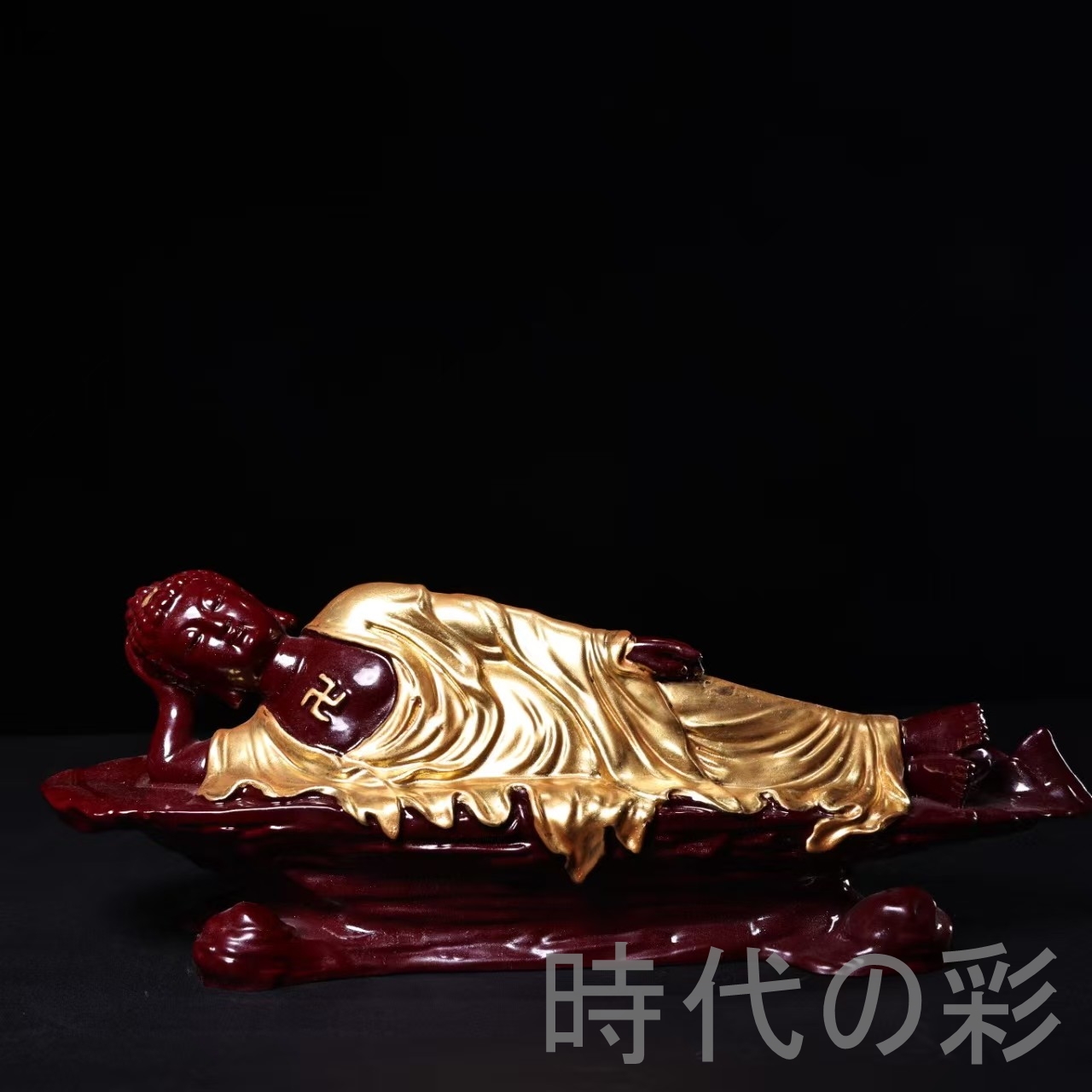 美術、工芸品 【時代の彩】天然朱砂鍍金釈迦牟尼仏像 中国古美術