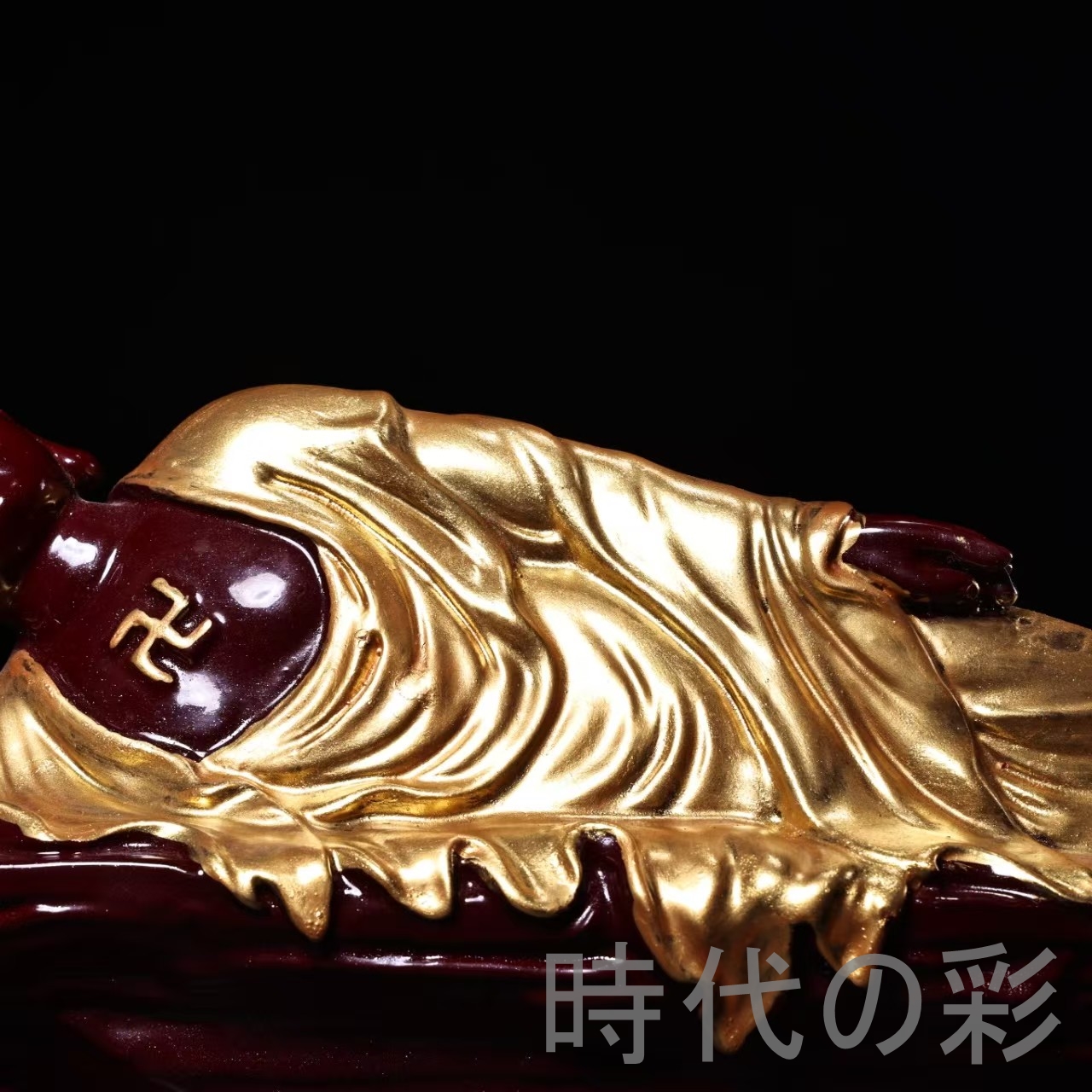 美術、工芸品 【時代の彩】天然朱砂鍍金釈迦牟尼仏像 中国古美術