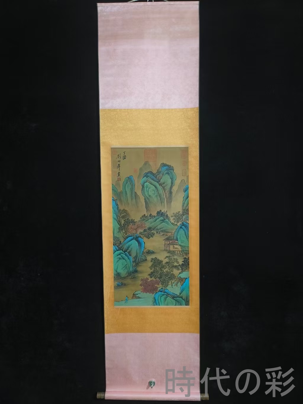 【時代の彩】中国古美術.旧蔵.劉松年印款.山水画.中堂画.純手絵.肉筆.三尺絹本.中国名人書画.書房置物.古書畫.骨董美術品.掛軸.R07111707