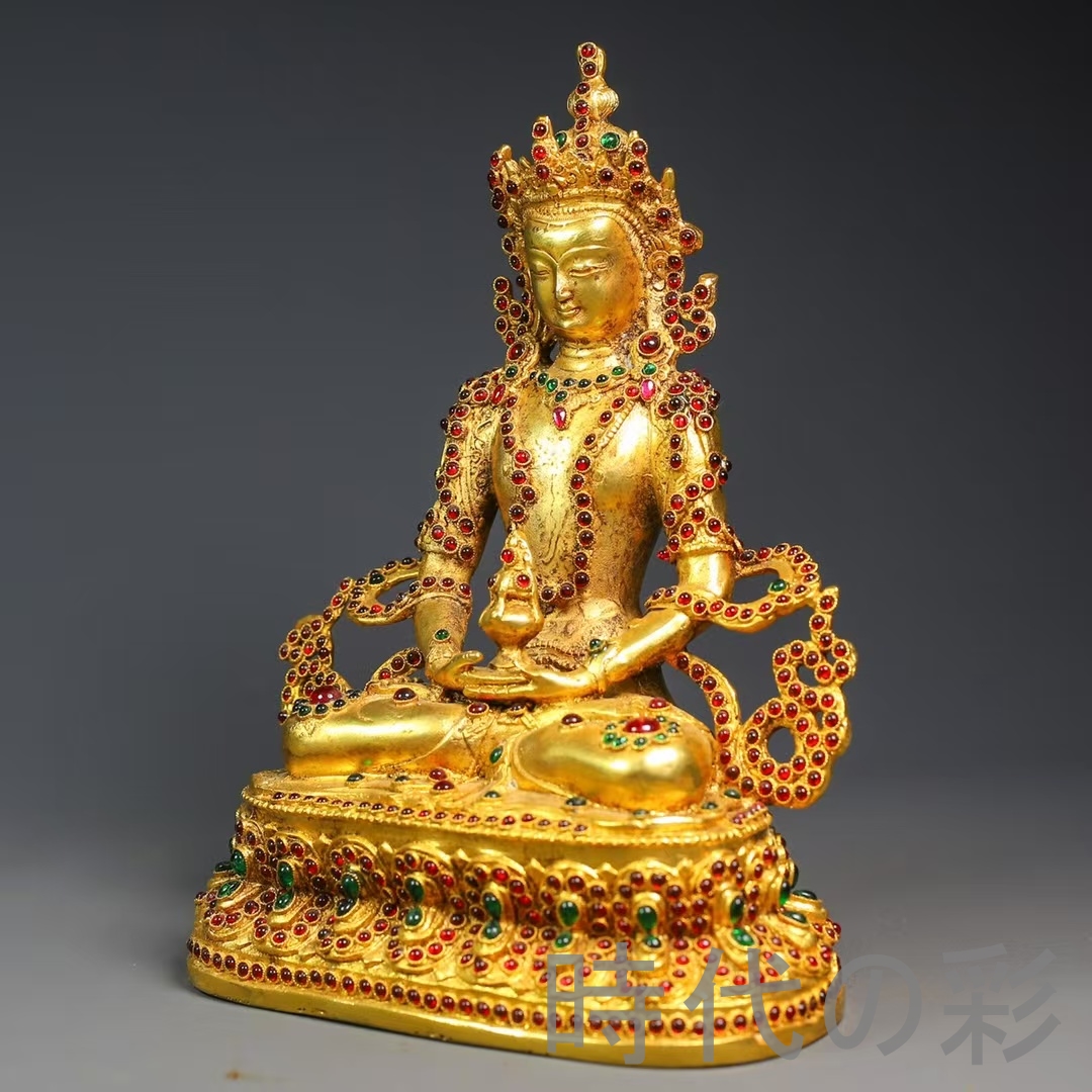 時代の彩】中国古美術 鍍金銅 描金 純銅製 多宝嵌仏像 仏具 密教法具