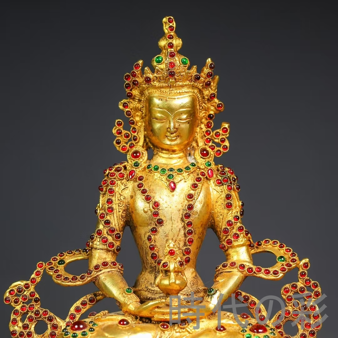 時代の彩】中国古美術 鍍金銅 描金 純銅製 多宝嵌仏像 仏具 密教法具