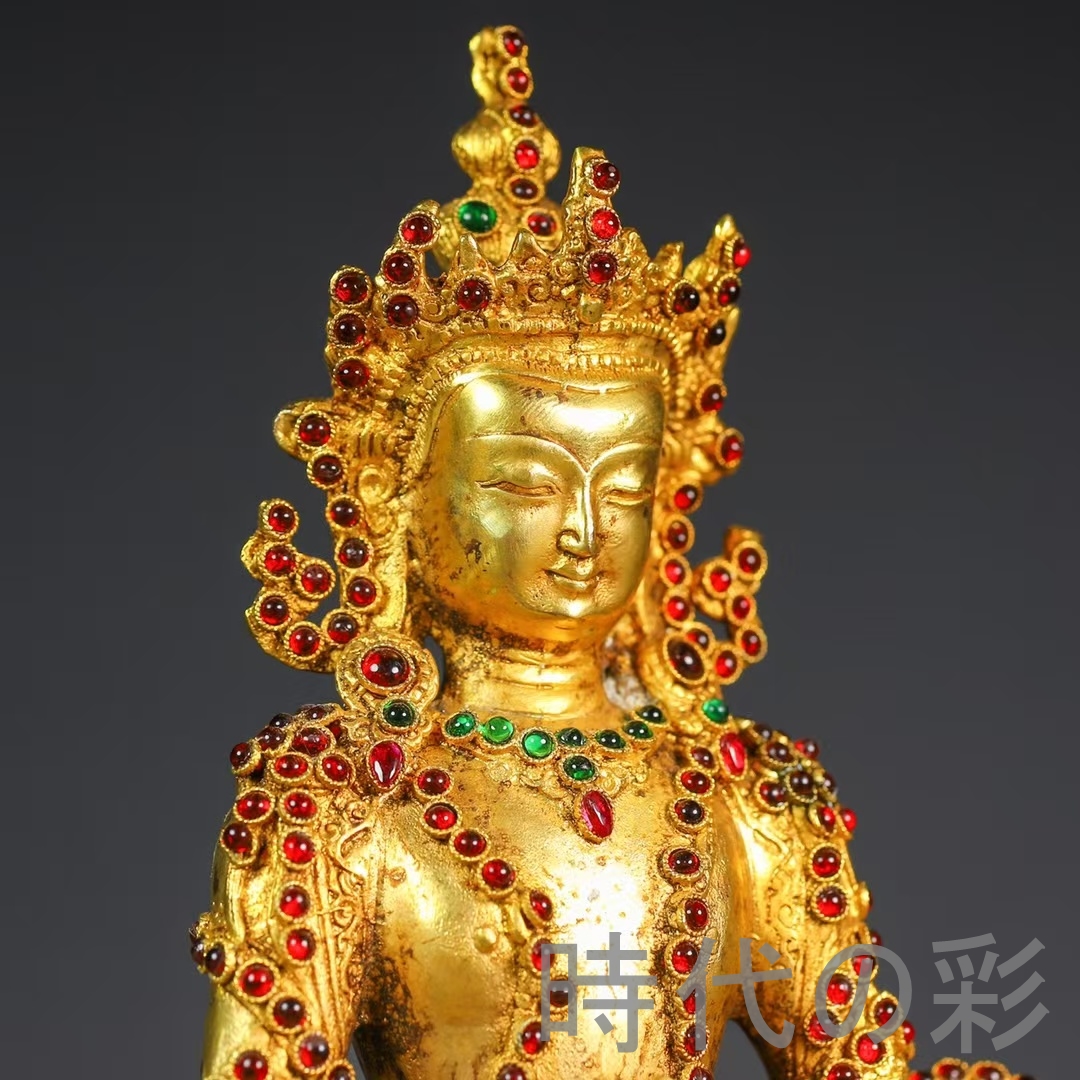 骨董品 置物 鋳造金工品・仏具 古美術 時代の彩】中国古美術 鍍金銅 描金 純銅製 多宝嵌仏像 仏具 密教法具