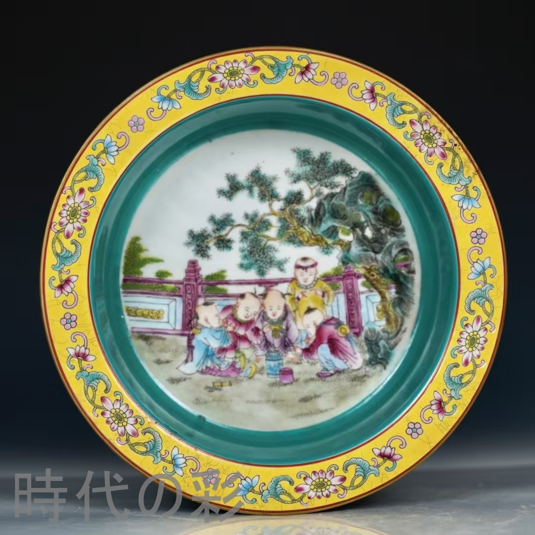 中国美術　中国 宣徳　銅 山水人物文盤 唐人物図 浮彫銅皿 古銅器 EU1-28 中国美術 中国 宣徳 銅 山水人物文盤 唐人物図 浮彫銅皿 古銅器 EU1-28