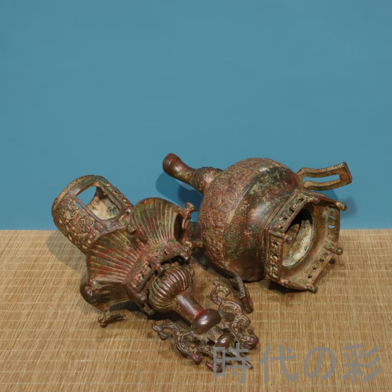 珍蔵旧品 戦国風 青銅器 古銅彫 鏤空 熏香炉 香炉 炉 置物 時代物 骨董 旧家蔵出し 唐物 中国古玩 古美術品 R08042410_6