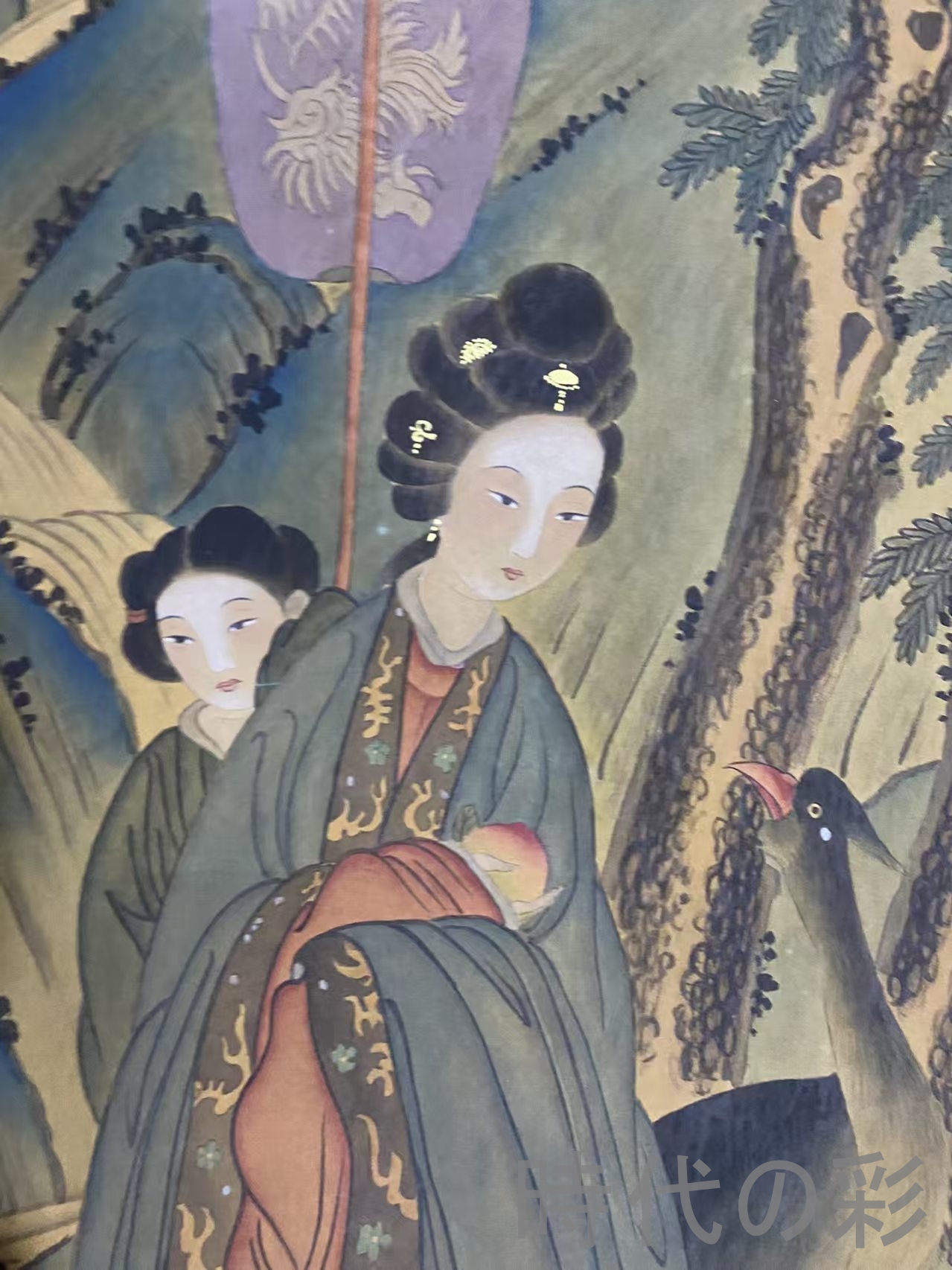 中国古美術】顧?中款 人物画 中堂画 掛軸 絹本 手描き 書画 唐物 骨董