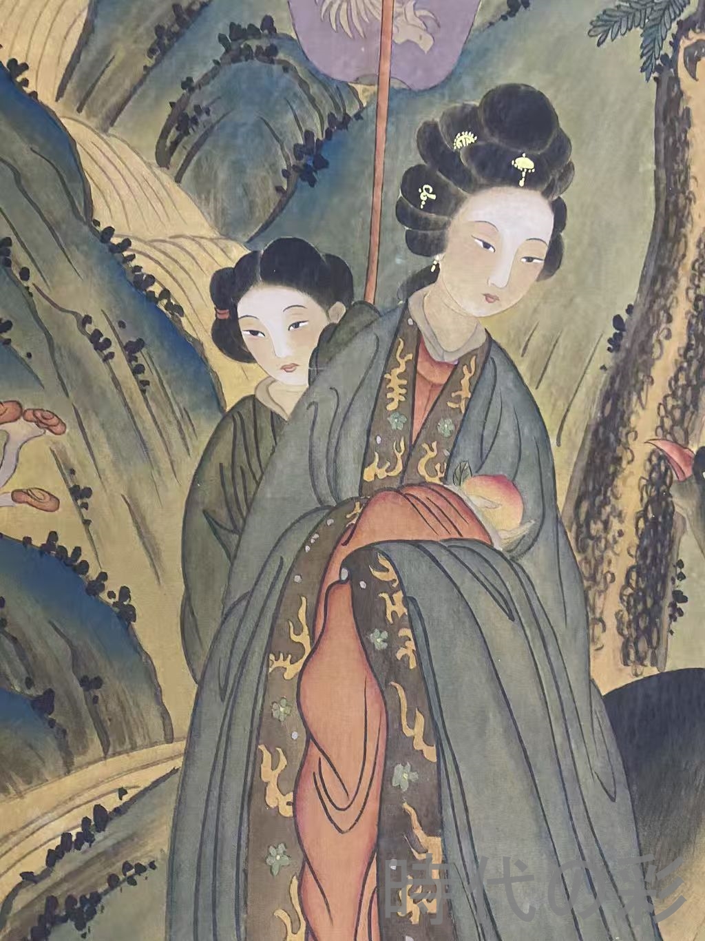 中国古美術】顧?中款 人物画 中堂画 掛軸 絹本 手描き 書画 唐物 骨董