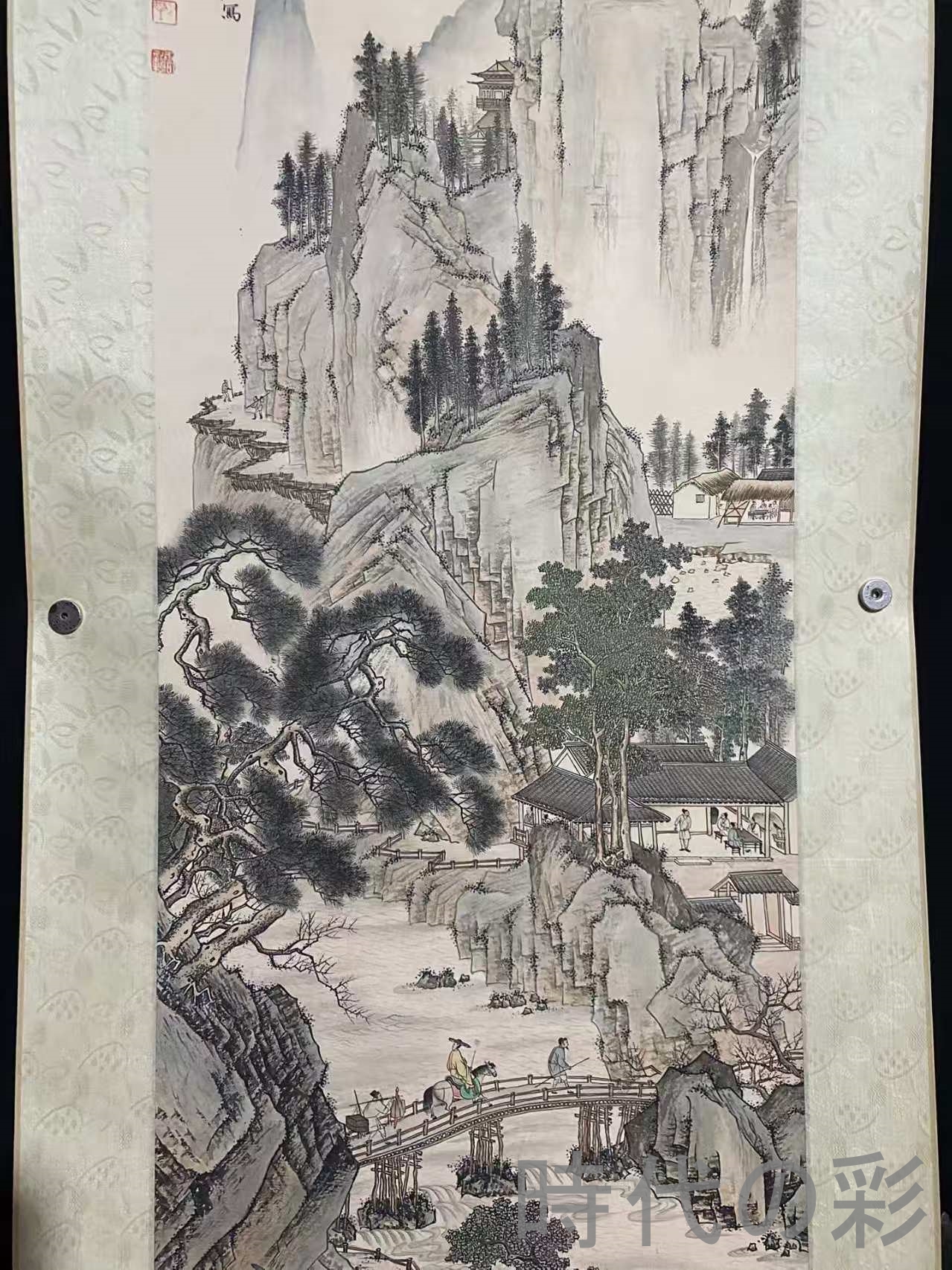 【中国古美術】陳少梅款 山水画 中堂画 掛軸 手描き 宣紙 書画 唐物 骨董 模写 R08042712_1