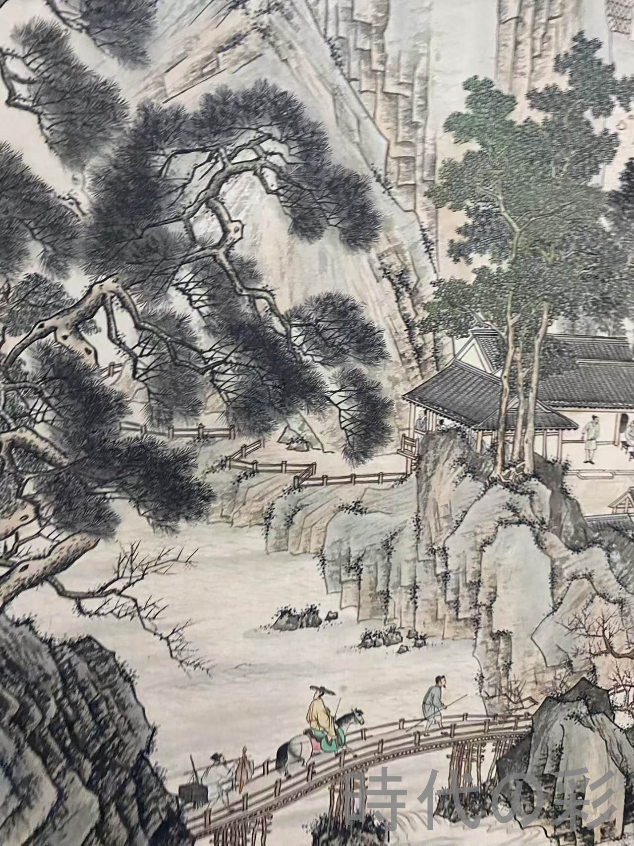【中国古美術】陳少梅款 山水画 中堂画 掛軸 手描き 宣紙 書画 唐物 骨董 模写 R08042712_4