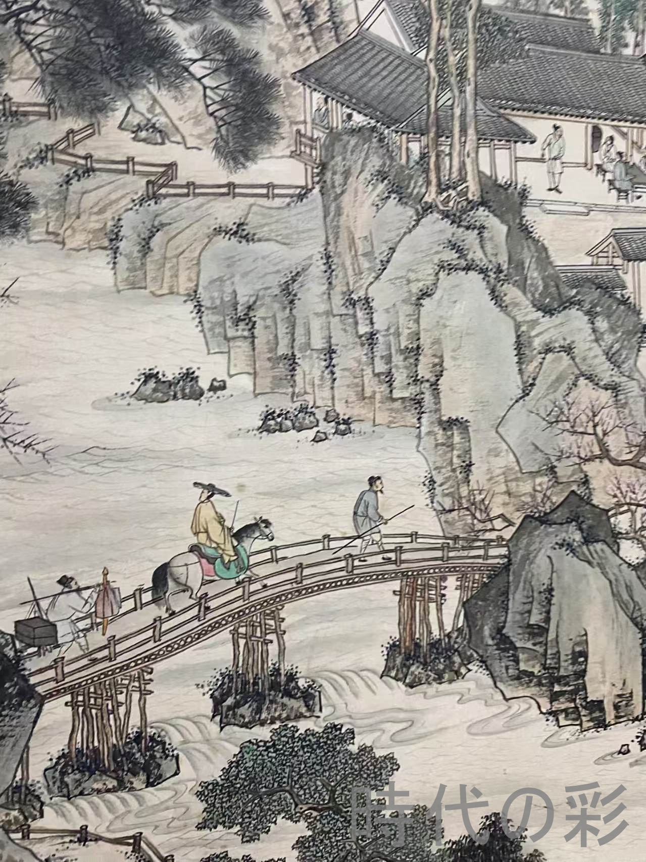 【中国古美術】陳少梅款 山水画 中堂画 掛軸 手描き 宣紙 書画 唐物 骨董 模写 R08042712_5