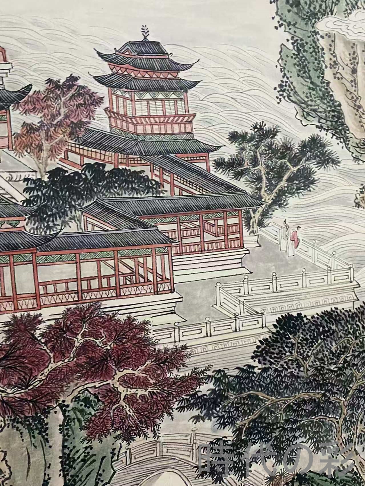 【中国古美術】傅儒款 山水画 中堂画 掛軸 手描き 宣紙 書画 唐物 骨董 時代物 模写 R08042713_6