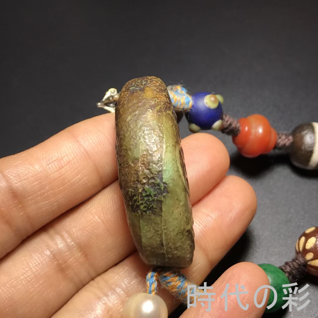 【古銭 牛角天珠 ネックレス 】中国古美術 藏...の詳細画像4