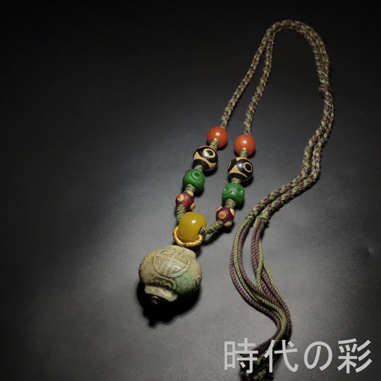 福寿灯籠形天珠 ネックレス 】中国古美術 藏式 老瑪瑙 風化珠 天珠