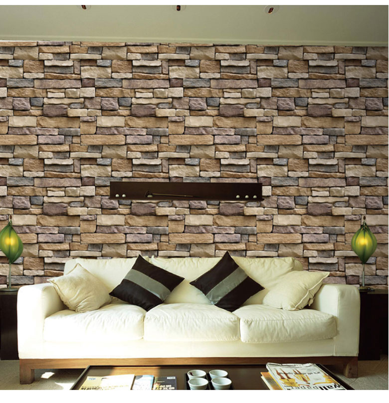 壁紙シール 3Dストーン柄 1枚45cmX1M レンガ風 タイル柄 のり付き 剥が